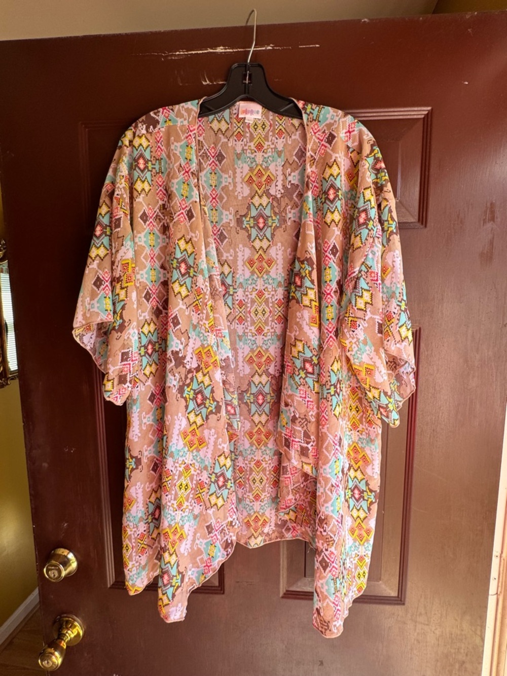 LuLaRoe Sheer Aztec inspired Kimono/Cover up Size Large